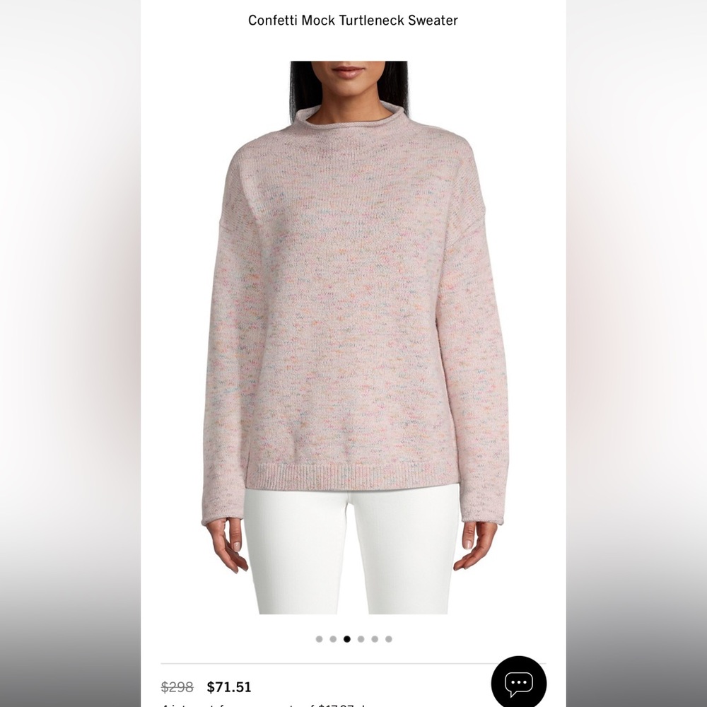 White + Warren Confetti Mock Neck Wool Sweater